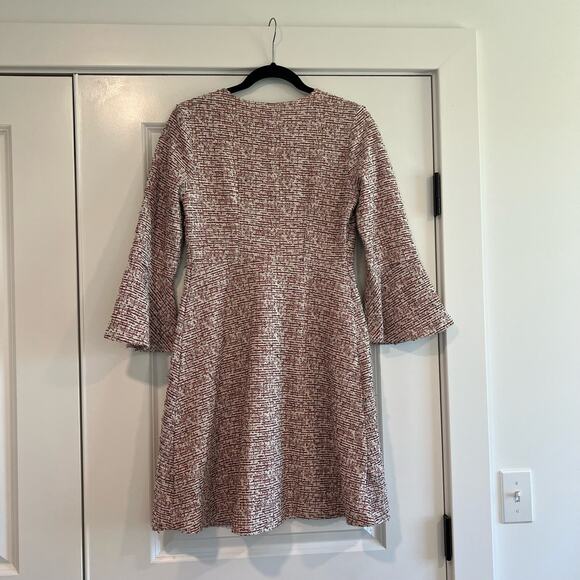 Maeve by Anthropologie Susie Swing Tweed Dress Bell Sleeves White Red Size S - Picture 6 of 10